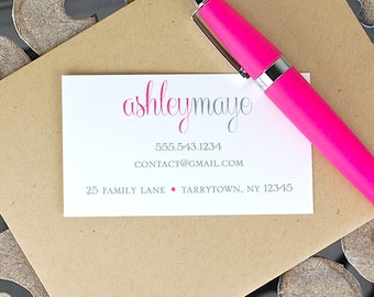 Calling Cards / Custom Calling Cards / Business Cards / Contact Cards / Personalized Calling Cards - Script Name