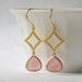 LAST ONE Pale Pink Crystal Gold Dangle Earrings