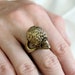 Sugar Skull Ring in Burnished Yellow Bronze Size 6 only - An Exclusive of Moon Raven Designs 2032