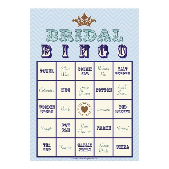 Bridal Shower Bingo PrePrinted Gift Ideas 12Card by MercierMade