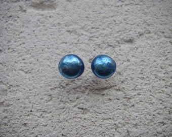 OCEAN BLUE Scrap silver stud earrings
