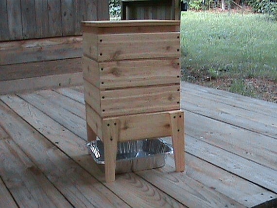 homemade wood worm bin cedar 4 tray