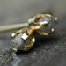 Small Rough Silver Diamonds in 14k Gold Earrings