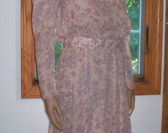 Womens Dress-Gunne Sax Dress- Large Lace Collar -Long Sleeves-Women's Casual Vintage Dress