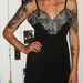 Vintage 1950s Mad Men Lace and Silk Lingerie Sexy Slinky Little Black Slip Mid Century Unique Stunning Under Garment S/M
