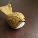Olive Green Embroidered Wool Felt Bird