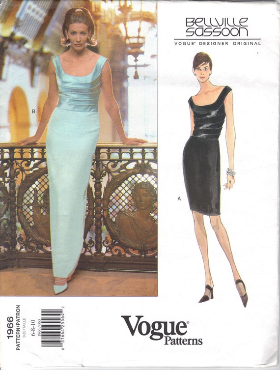1990s Bellville Sassoon formal dress pattern - Vogue 1966 