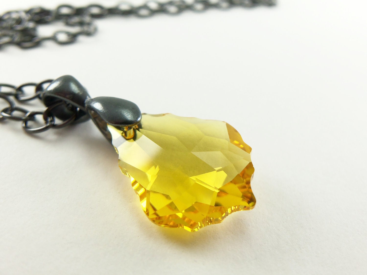 Baroque Yellow Necklace Crystal Jewelry Yellow Crystal