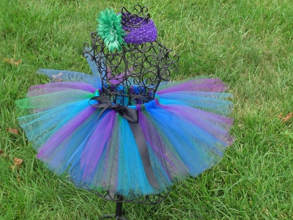 Girls Peacock Tutu Blue Purple Green Black Tutu Peacock