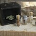 Forest Specimens No. 1 Miniature Antique wood curio box diorama. Tiny Bottles of Wolf Fur, Hemlock Pine cones, lavender buds, Fox claws