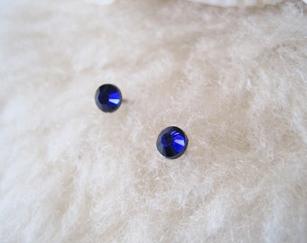 Surgical Steel Post Earrings - "Cobalt Blue Crystals" (Hypoallergenic Earrings for Sensitive Ears // Surgical Steel Stud Earrings)