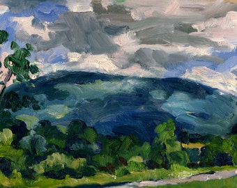 Small Original Oil Painting, From The Clark, Springtime. Realist Landscape, 5x9 American Impressionist Fine Art, Signed Berkshires Oil
