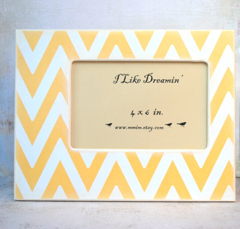 4 x 6 Picture Frame Mustard yellow Chevron Picture Frame by Mmim