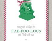 Personalized Holiday Card - Foo Dog Christmas - Set of 24 flat cards - by Flair Designery Il_170x135