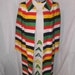 Vintage 1960s Coat Dress Two Piece Set Mod Multi Color Stripes Hand Painted Letter A