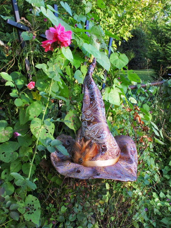 Ready to Ship -  Wizard Witch Hat Embroidered with Memory Wire