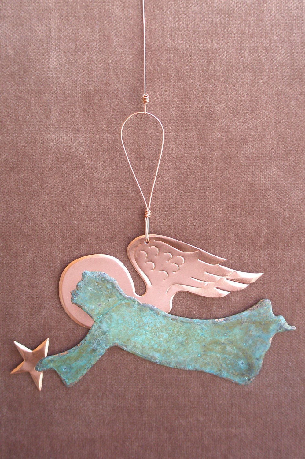 ANGEL Copper Verdigris Ornament - Handcrafted in The Copper State (Arizona USA)