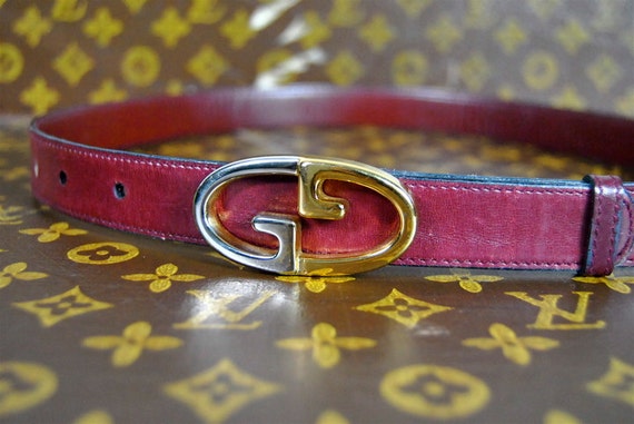 Gucci belt 1970&#39;s thin red leather GUCCI belt by youngandukraine