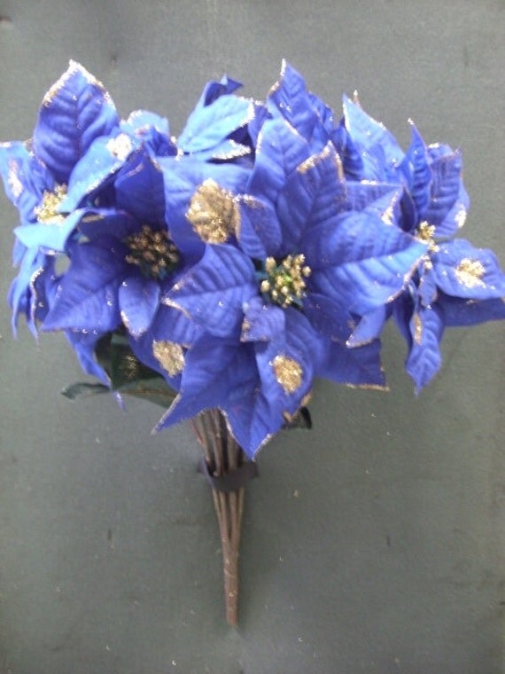 Tanday Navy Blue Poinsettia Silk Bush by Tanday on Etsy