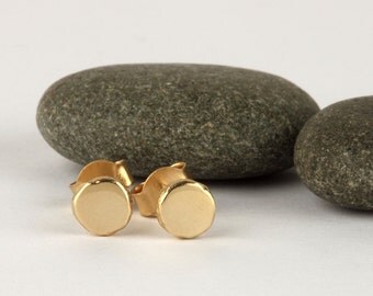 14k gold stud earrings, simple solid gold earrings, small dot earrings