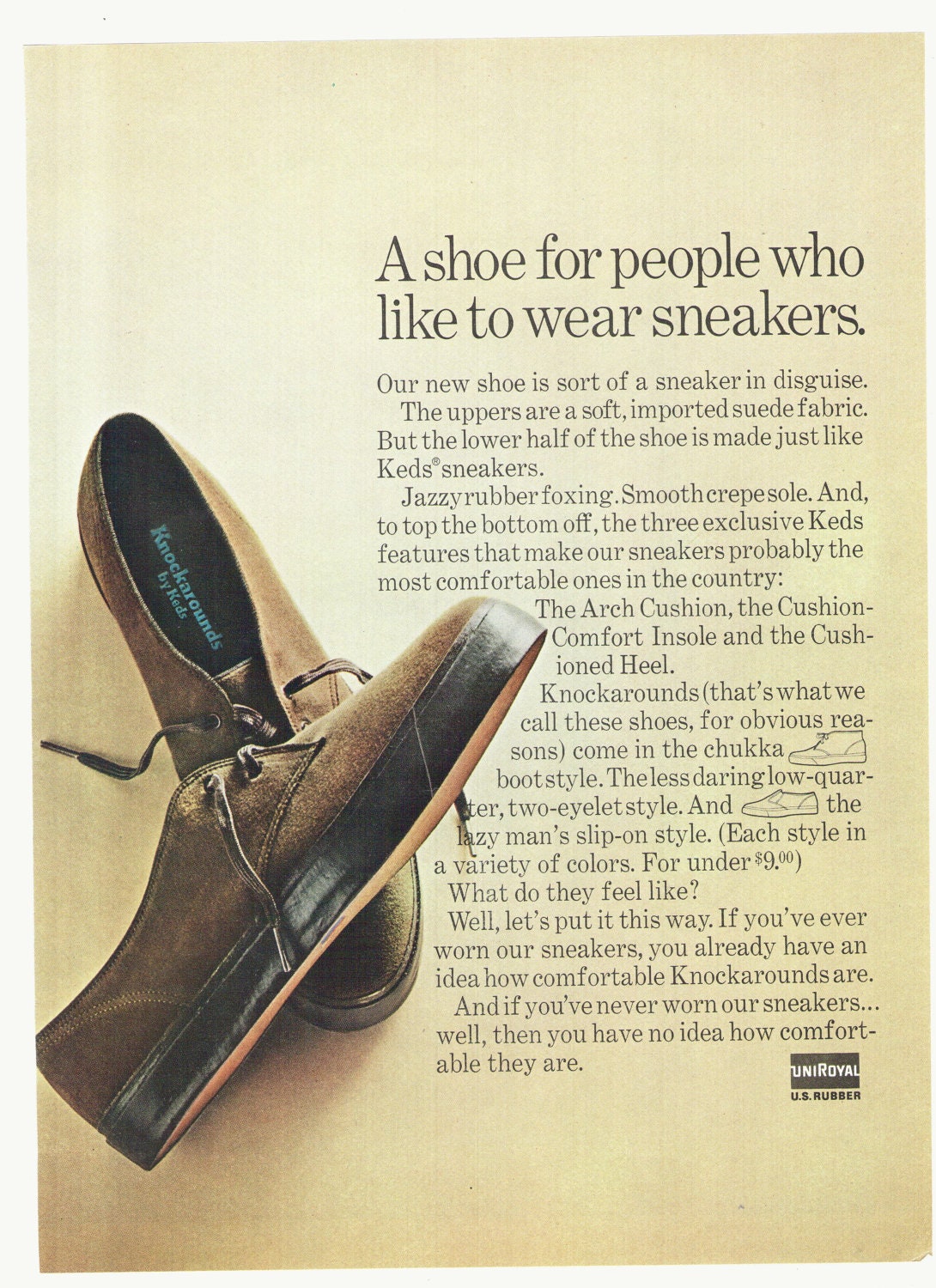 1967 Advertisement Ked's Knockarounds Shoes 60s Mens