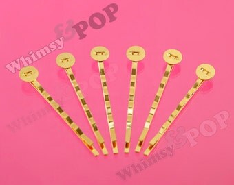 100 - Gold Colored Bobby Pins, 52mm wide, 8mm Glue Pad (R2-159,C1-14)