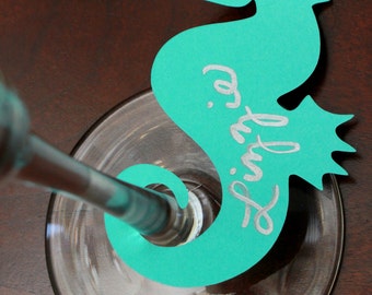 SEAHORSE drink tag wine markers for beach bachelorette birthday party