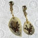 Vintage Christmas Earrings, Hand Painted Brown Reindeer Deer, Carved Wood Drops, Clip-on Dangles, 1970s Holiday Woodland Jewelry