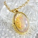 Vintage Locket Necklace, Foil Fire Opal Cabochon, Gold Pendant, Solid Perfume, Designer FORT, Original Box, 1970s Romantic Jewelry