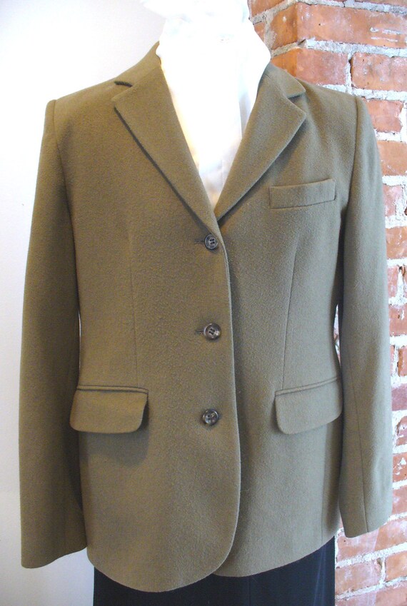 Items similar to LL Bean Wool and Cashmere Olive Drab Ladies Jacket