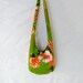Vintage Hawaiian Shirt Hobo Bag, Sling Bag, Flowers, Orange, 1970's Pea Green, Bright, Boho Bag, Cross Body Bag