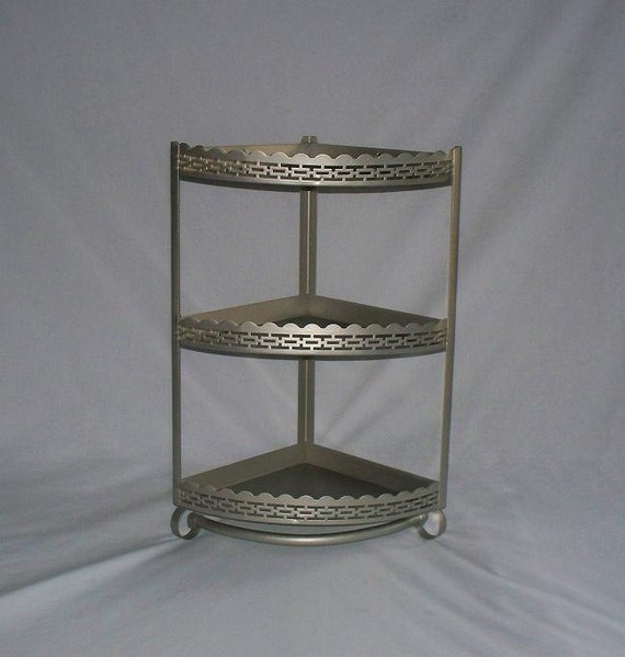 Vintage 3 Tier Metal Corner Shelf with Towel by The2ndTimeAround