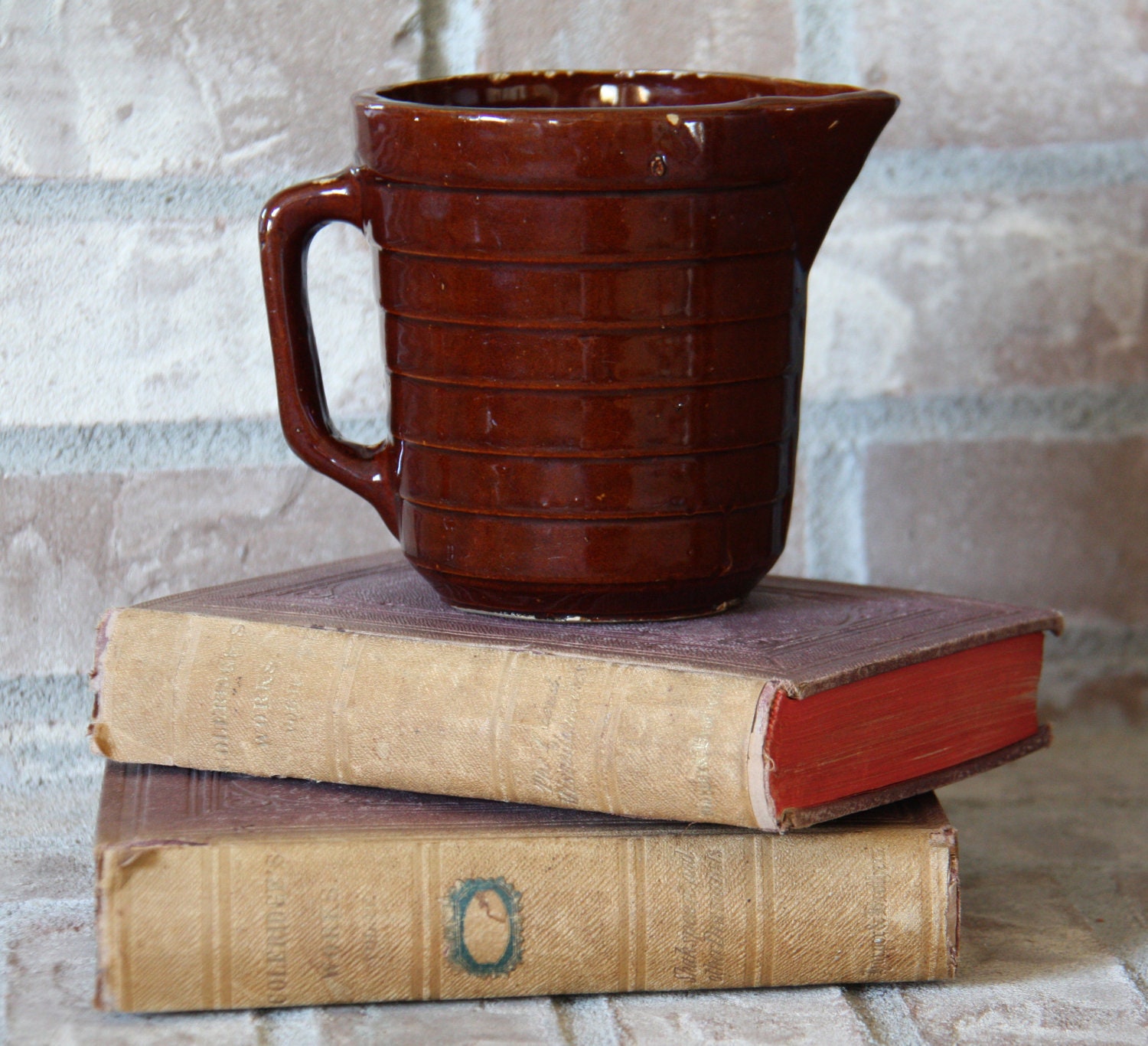 Vintage Small Ceramic Pitcher USA Syrup Jug USA Pottery