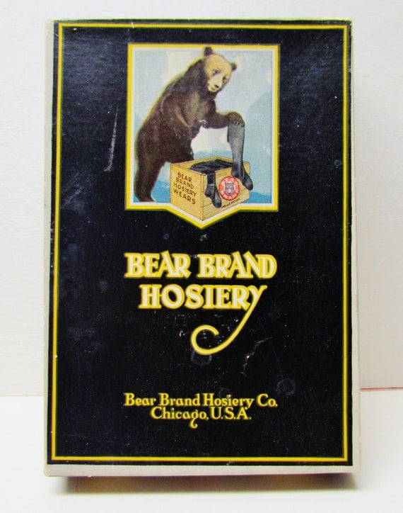 Vintage hosiery box 1920's box with picture of bear