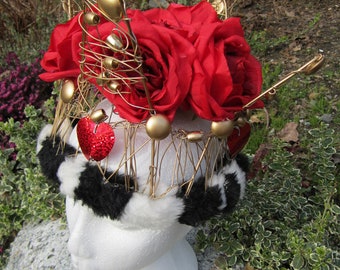 Upcycled Clothing Red Queen Crown Alice in Wonderland Queen of Hearts Crown