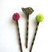 Bobby Pin Trio, Lime Green, Maroon, and Antique Bronze, Flowers and Nature, Bird, Floral J161