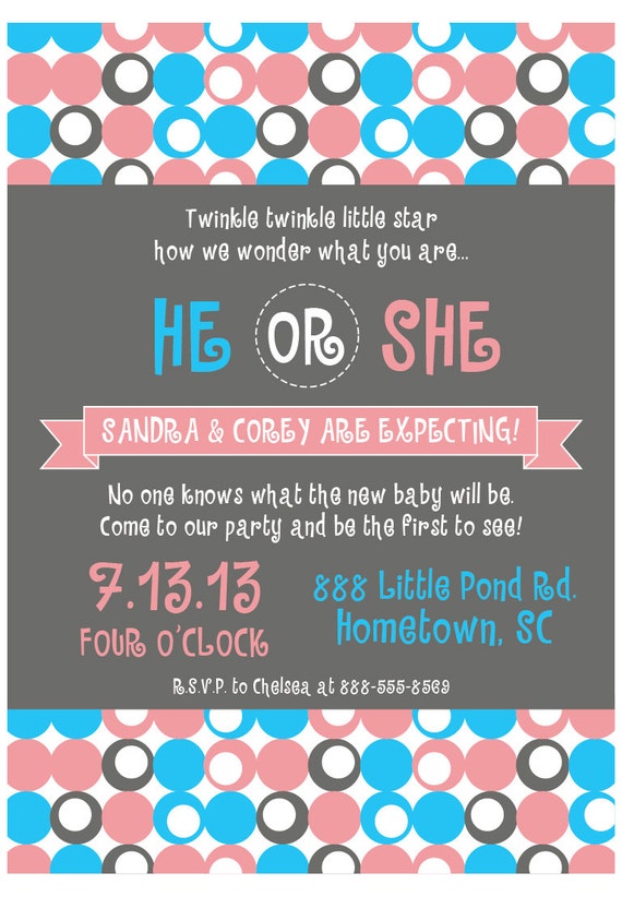 Gender Reveal Invitation by WhatKnottsCreations on Etsy