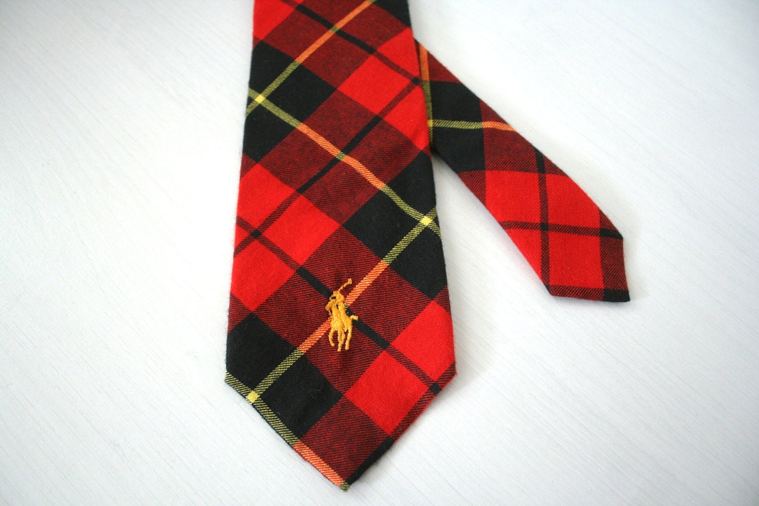 Vintage Ralph Lauren Red Plaid Tie Holiday Necktie