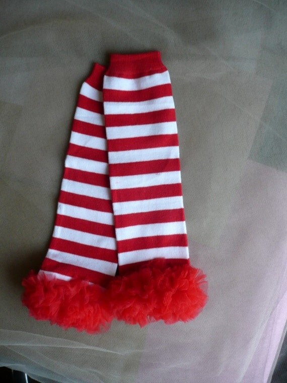 Items similar to Christmas Leg Warmers, Striped Leg Warmers, Ruffle Leg