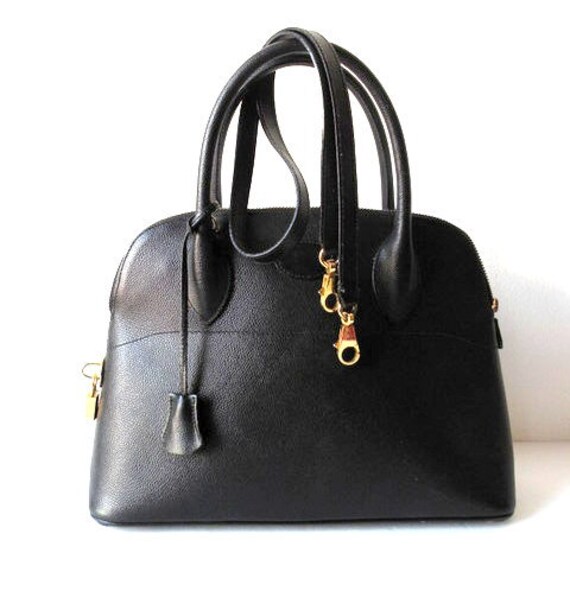 black leather hermes bag