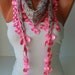 Multicolor Cotton Scarf - Headband - Pink Ring Lace Edge -Summer Trends women hair accessory