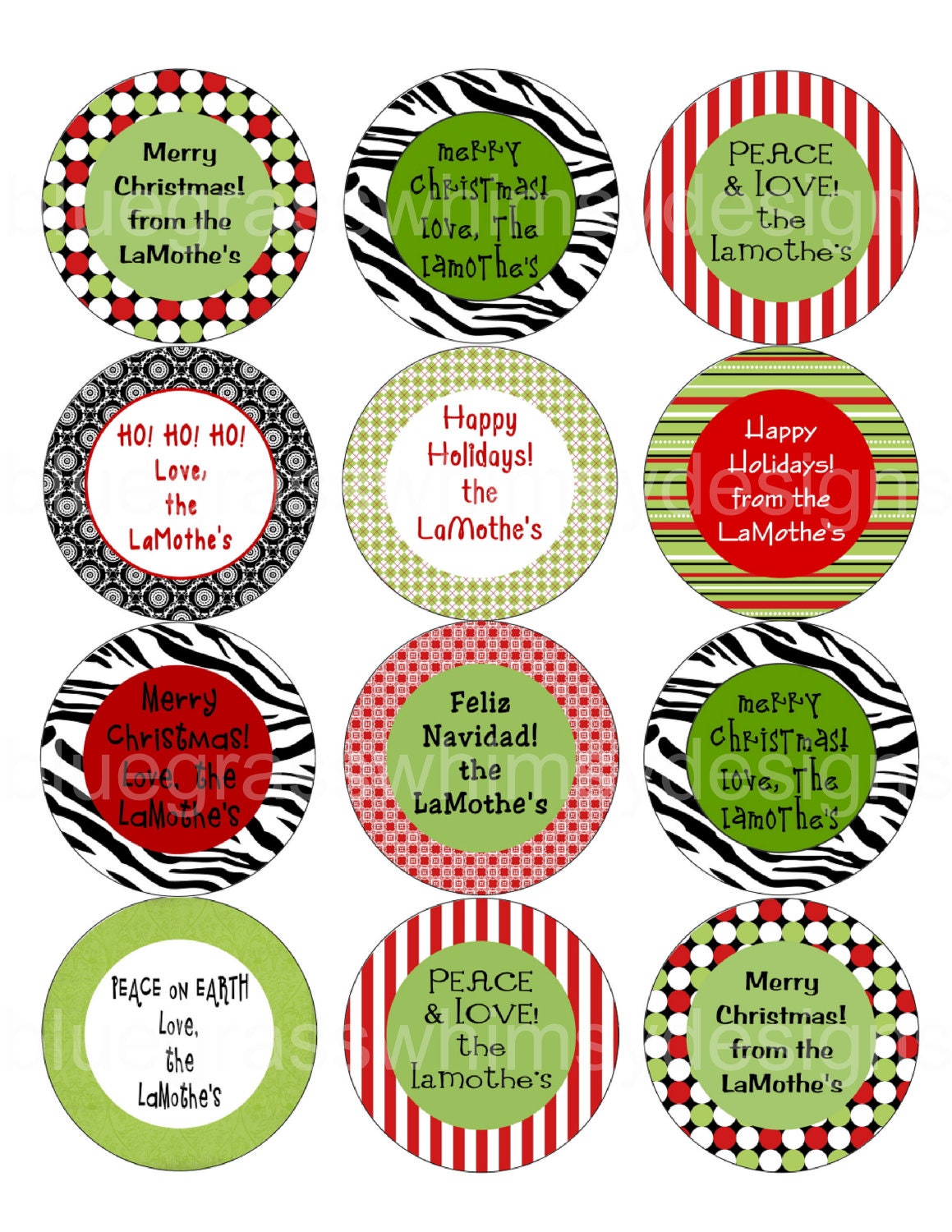 Round Holiday Christmas Gift Tags Labels 2 5 Inch Round