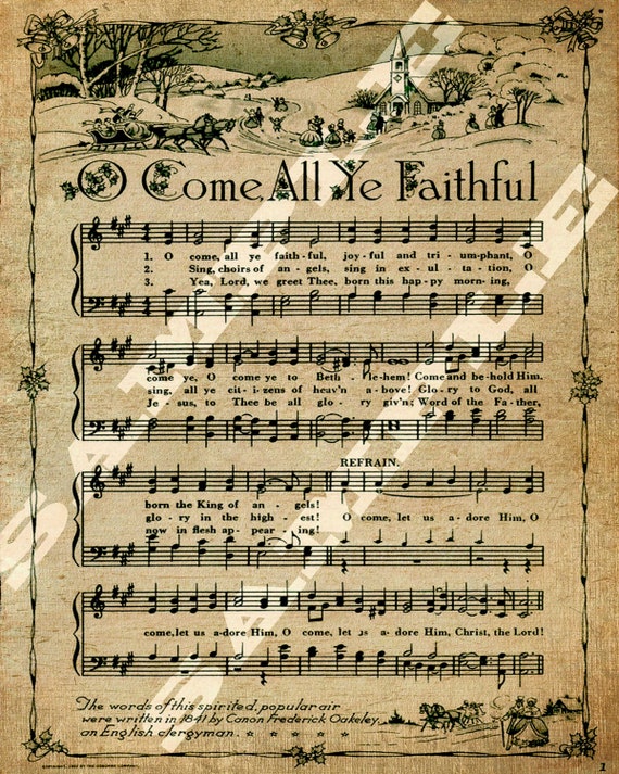 O Come All Ye Faithful Christmas Holiday Religious Sheet Music