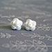 White Floral Earrings Rose Cabochons