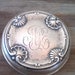 Antique Dresser Jar -Victorian Powder Jar with Whiting Sterling Silver Monogram Shell Lid