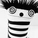 OOAK Black and White Stripe Plush Art Doll Modern Soft Sculpture Plush Plushie - polkadottydoll - FREE SHiPPiNG (Canada & US)