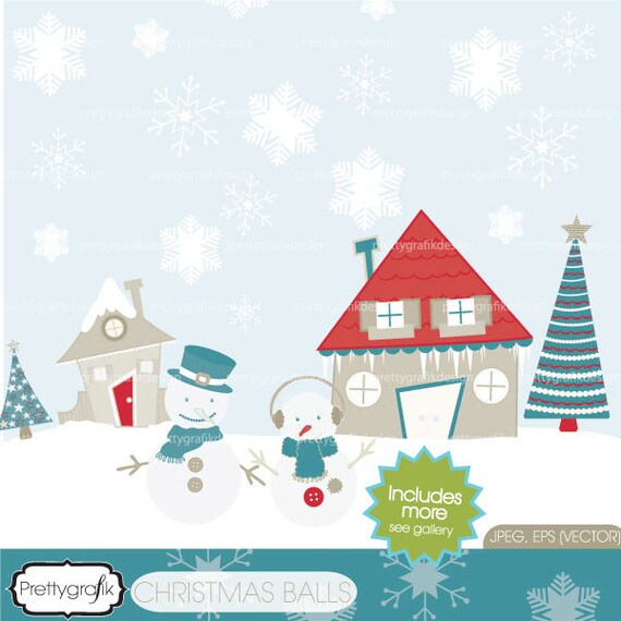 80% 0FF SALE Holiday christmas scene clipart commercial use, vector graphics, digital clip art, digital images - CL437 Il_570xn