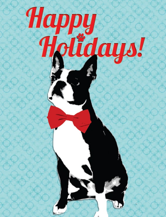 Items Similar To Boston Terrier Holiday Card On Etsy