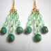 Green and Gold Seaglass Chandelier Earrings