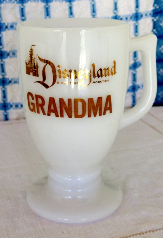 Vintage 1950s Disneyland Souvenir Mug Milk Glass Grandma